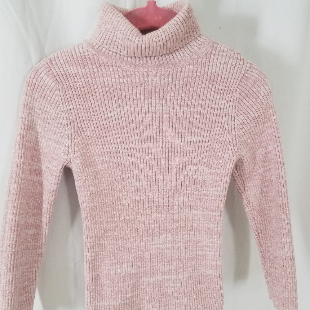 Girls Sparkly Pink Turtleneck Sweater 4T